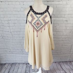 FLYING TOMATO WOMEN'S SHIFT COLD SHOULDER DRESS SIZE SMALL